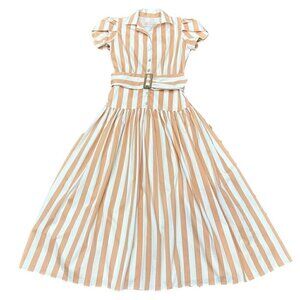 NWT Liliana Meza striped belted shirtdress midi